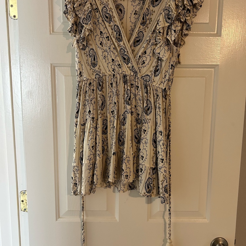Blue Rain Paisley Ruffle Sleeve Blouse